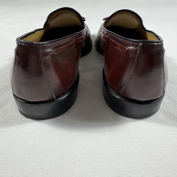 Allen Edmonds Men\'s Size 9 C Grayson Burgundy Leather Moc Toe Tassel Loafers USA
